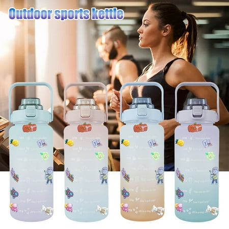 

Welpettie 2 Litre Motivational Water Bottle with Time Markings Large Capacity Water Jug Portable Sport Drinking Bottle