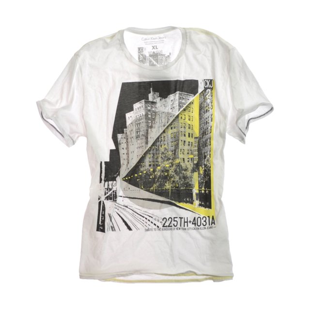 Camiseta gráfica Calvin Klein para hombre, Cuello redondo, color blanco, extragrande