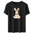 thumbnail image 5 of Happy Easter Bunny Shirt for Women - Cute Rabbit Print Short Sleeve Tunic Tops Spring Holiday Casual Tee Cute Bunny Blouse, 5 of 6