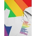 thumbnail image 3 of Women's Love is Love Gay Pride Hoodie - Empowering Quotes - LGBTQ Supportive Sweatshirt - Comfortable Rainbow Design - Small White, 3 of 6