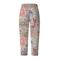 thumbnail image 4 of Taqqpue Womens Linen Pants Loose Floral Prirted Elastic High Waisted Wide Leg Pants Baggy Lounge Pant Comfy Soft Trousers Resort Wear Relaxed Fit Straight Leg Crop Trousers with Pockets, 4 of 5