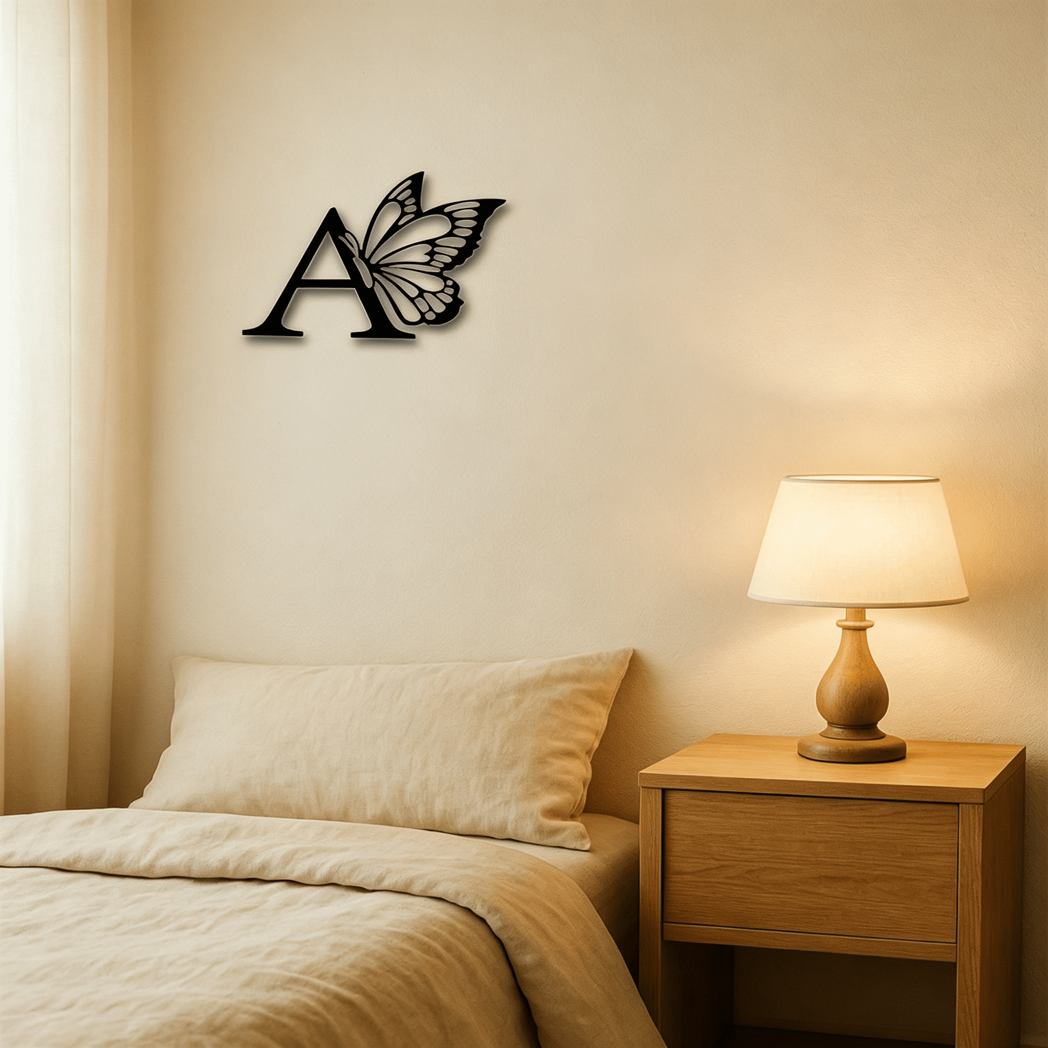 Single Butterfly Monogram iron Wall Art Sign Custom All Letters Wedding Backdrop Home Wall Decor Housewarming Gift DIY Wedding Sign Christmas Halloween New Year Home Decor