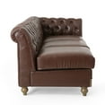thumbnail image 4 of GDF Studio Batavia Chesterfield Tufted 7 Seater Sectional Sofa with Nailhead Trim, Dark Brown Faux Leather and Antique Brown, 4 of 14