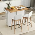 thumbnail image 3 of Rolling Kitchen Island with Trash Can Storage Cabinet, Drop Leaf Breakfast Bar Table, Towel Holder, 2 Drawers & Door Racks, 4 Rubber Wheels, Wood Island Table for Kitchen (White), 3 of 8