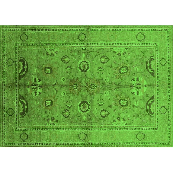 Ahgly Company Indoor Rectangle Oriental Green Industrial Area Rugs, 2' x 4'