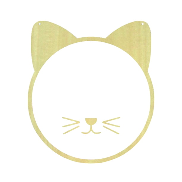 Espejo de pared acrílico con marco de madera y forma de gatito.