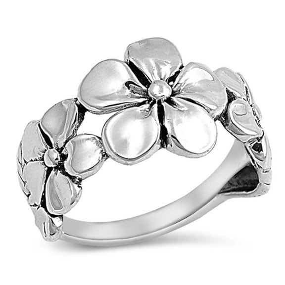 Sterling Silver Women's Plumeria Ring 925 Band 12mm Jewelry Female Male Unisex Size 13