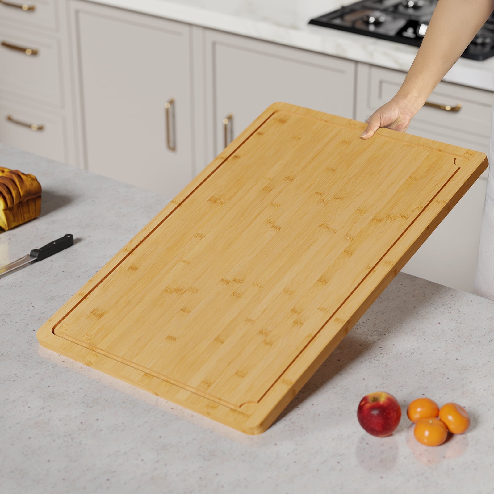 Empune 30 x 20 Extra Large Bamboo Cutting Board, Wooden Chopping Board for Kitchen, Stove Top Cover Large Charcuterie Board, Over the Sink Cutting Board, 4XL