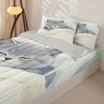 thumbnail image 2 of Manfei Watercolor Sleep Kitten Zipper Twin Comforter Sets with Fitted Sheet and 2 Pillowcases, Kawaii Pet Zipper Bedding Set, Cream Green Blue, Gray Reversible, 4 Pieces, 2 of 7