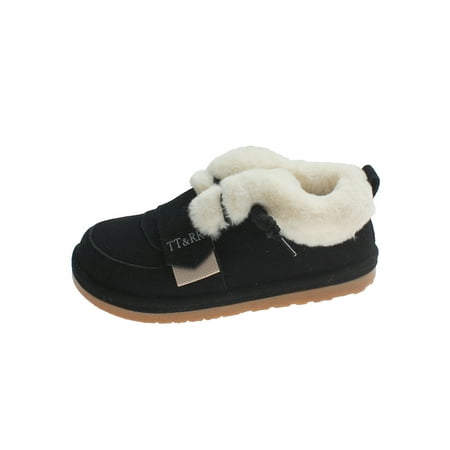 

Woobling Ladies Lightweight Warm Slippers Faux Fur Collar Walking Breathable Round Toe Flats Black Style A 7.5