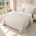 thumbnail image 3 of Manfei Modern Checkered Bed Spread Queen,Geometric Check Queen Coverlet Set,Beige Yellow,3 Pieces,1 Quilt and 2 Pillowcases, 3 of 7