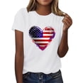 thumbnail image 5 of Sexlip Womens Swimsuit Set Gradient Heart Flag Print Cover Up Design Crew Neck Short Sleeve Casual Silhouette Lightweight Fabric for Beach Vacations White XXL, 5 of 6