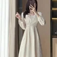 thumbnail image 5 of Vestido de Jacquard estilo Hibon vintage francés, recién llegado, elegante y a la moda, vestido largo adelgazante para mujer, 5 of 5