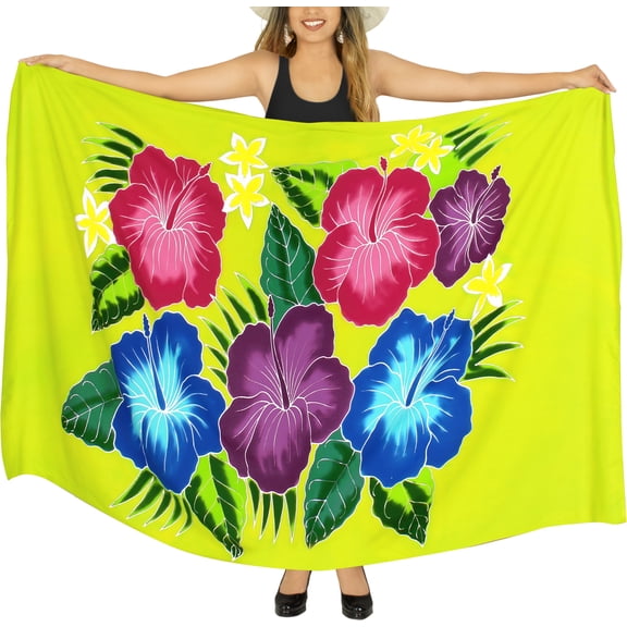 HAPPY BAY Women's Beach Bikini Swimwear Cover up Wrap Skirt Bathing suit Summer Wraps Beachwear Sarong Coverups Swimsuits for Women One Size Shamrock Green, Leaves