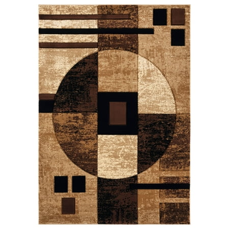 United Weavers of America Drachma Abstract Area Rug  3  x 1 Incorporate this amazing rug into your home with its striking design and bold colors to enrich your room decor. The abstract geometric design is complemented with faded tones of chocolate brown  beige-brown  and jet-black that will bring an ultra-contemporary feel into your interior design. This machine-made rug has a hand-carved design and is stain and fade resistant for your lifestyle needs.