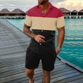 thumbnail image 2 of Vedolay Shorts Tracksuit Men's 2 Pieces Cotton Set Shirt and Shorts Summer Outfits,Light Blue M, 2 of 3