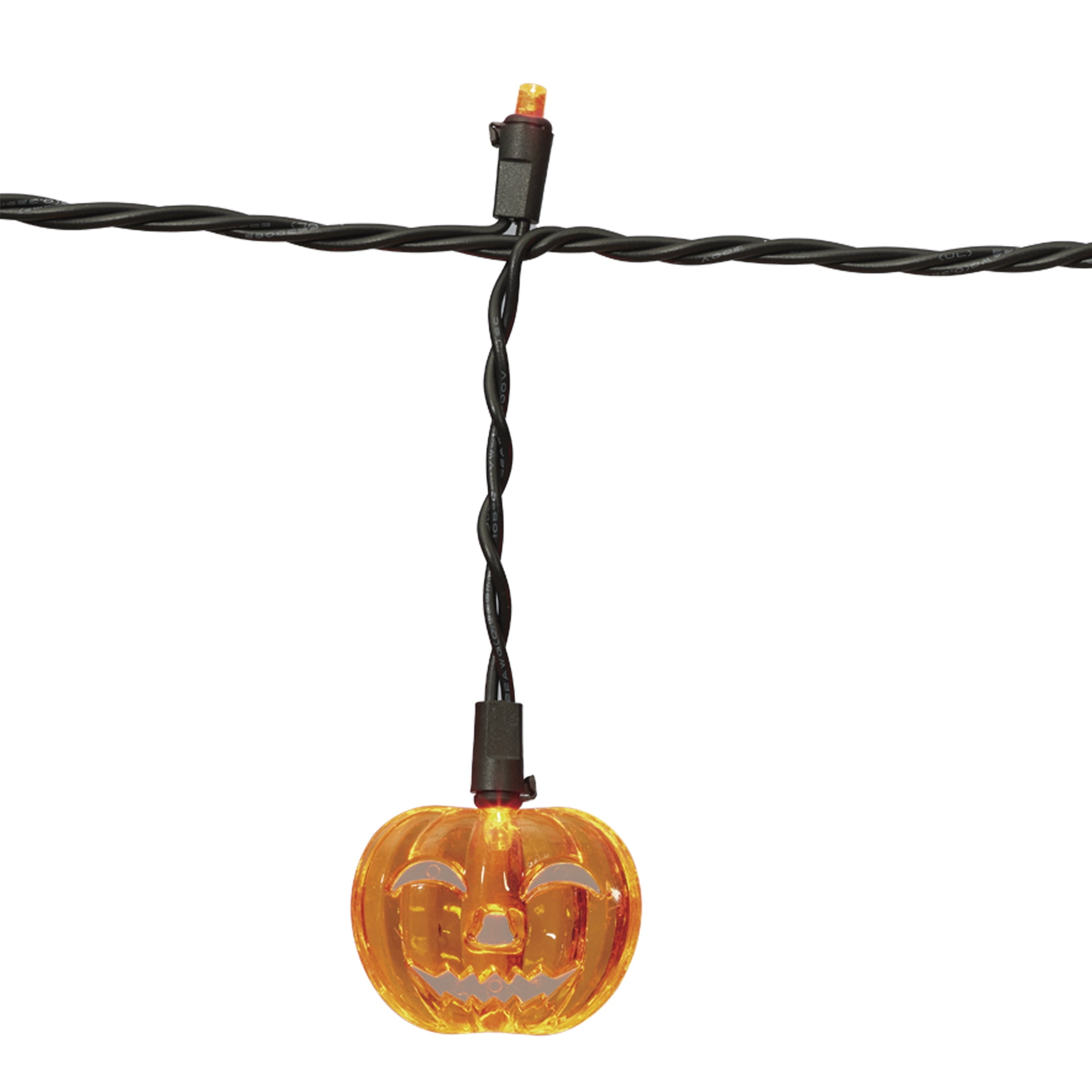 Pumpkin Icicle Lights, 10CT, Orange LED, 6ft, Halloween Indoor