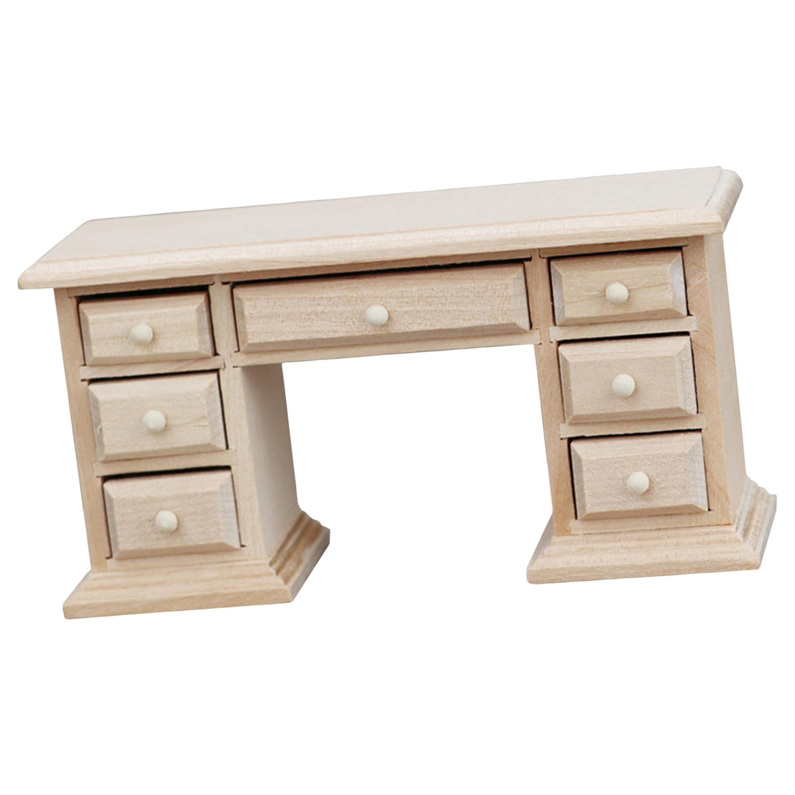 Rushawy 1:12 Dollhouse Computer Desk Office Desk for Landscape Decorations