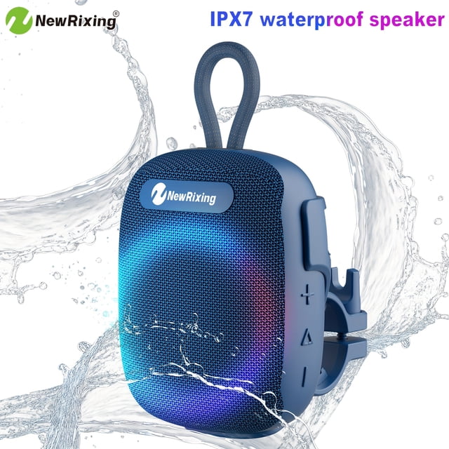 Portable Bluetooth Speaker with RGB Lights, 8W Stereo Sound Deep Bass Wireless Outdoor Speaker, TWS & TF Card Support, Cycling Speaker with Buckle