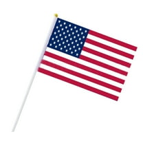 American Flag 12x18 Inch USA Flag with Wooden Stick, Durable Polyester Fabric, Ideal for Indoor and Outdoor Display