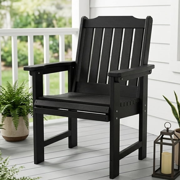 Fortune Candy HDPE Patio Dining Chair, for Outdoor Garden Yard, Heavy Duty 600 lbs, Black