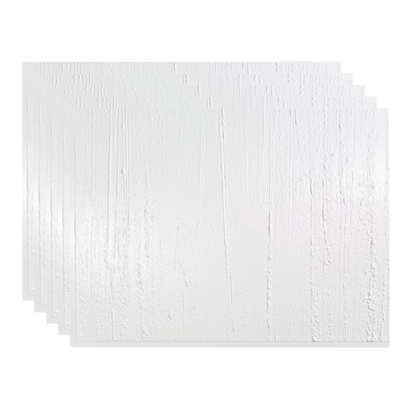 FASÄDE Rain Gloss White 18in x 24in Decorative Vinyl Backsplash Panel (5 Pack)