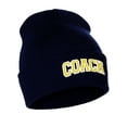 thumbnail image 2 of I&W Sports Team Coach Arch Letters Winter Knit Cuffed Beanie Hat, Navy Beanie White Gold, 2 of 2