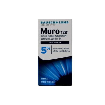 Muro 128 5% Sodium Chloride Hypertonicity Ophthalmic Solution, from Bausch + Lomb, 0.5 Fl Oz (15 mL)