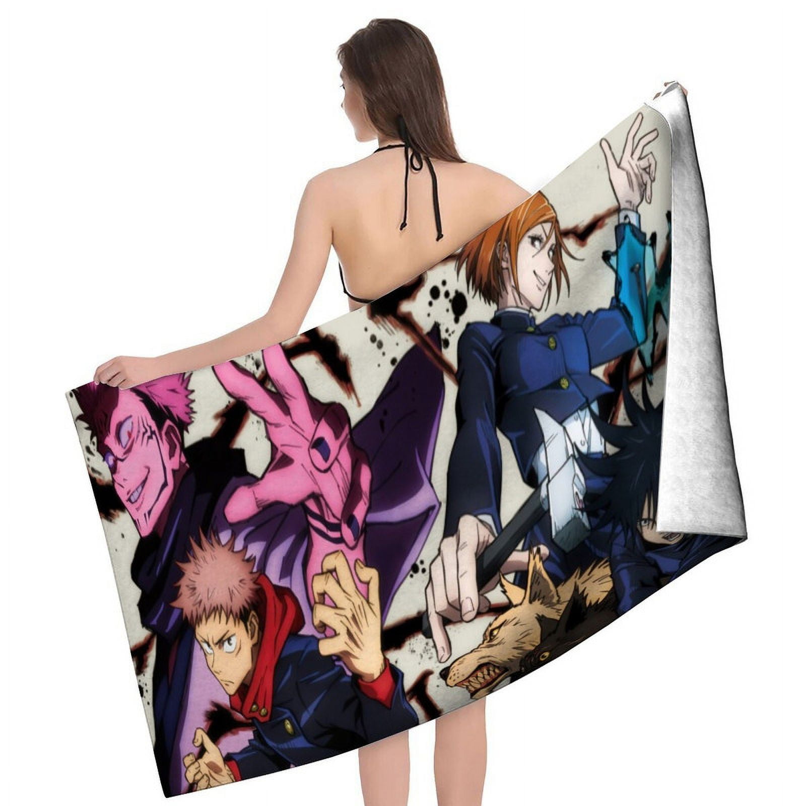 30.7×63in Jujutsu Kaisen Satoru Gojo Geto Suguru Anime Gifts Beach Towel for Teens Women Kids Birthday Bath Outdoor Quick Dry Lightweight