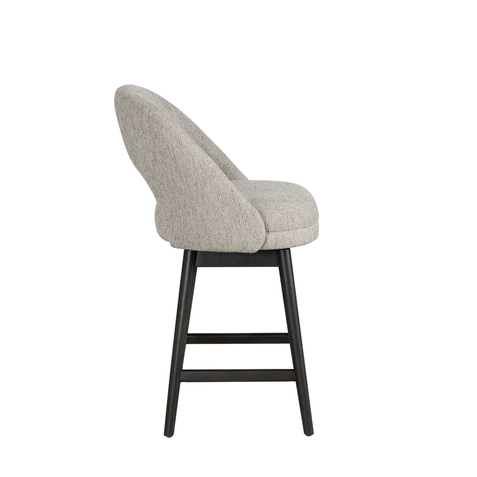 Adrian Gray Solid Wood Upholstered 26" Counter Height Swivel Barstool with Morning Fog Fabric Seat - Set of 4