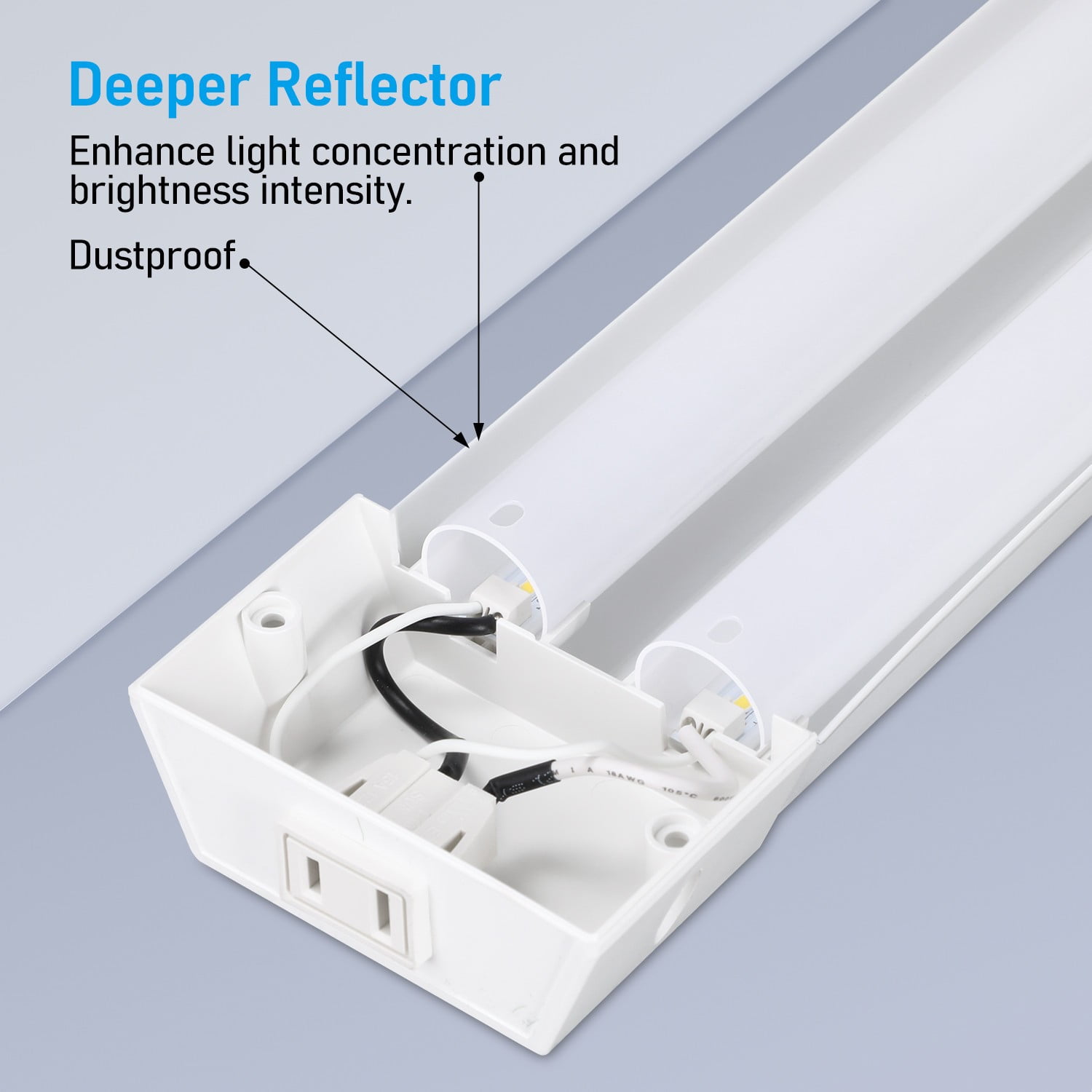 12 Pack Linkable LED Shop Light with Deep Reflector, 40W 5000K Daylight LED Ceiling Light with Pull Chain, ETL Listed, Surface Mount & Suspended Mount
