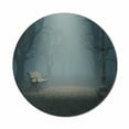 thumbnail image 1 of Forest Mouse Pad for Computers, Bench in the Park on Dark Mysterious Night Scary Forest Horror Theme Habitat Design, Round Non-Slip Thick Rubber Modern Mousepad, 8" Round, Blue Cream, by Ambesonne, 1 of 2