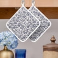 thumbnail image 2 of Blue Floral Leaf Pot Holders for Kitchen Heatproof Potholder, 3 Pack Retro Farmhouse Plant Tree Branch Hot Pads Multipurpose Oven Pads Cloth Potholders Trivet for Cooking Baking, 2 of 8