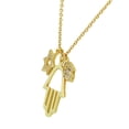 thumbnail image 2 of 925 Sterling Silver Yellow Gold-Tone White CZ Hamsa Star of David Good Luck Pendant Necklace, 2 of 2