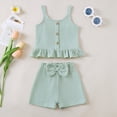 thumbnail image 2 of TOWED22 Toddler Baby Infant 2 Piece Adorable Outfits Sleeveless Tank Tops and Shorts Cute Sets Girls Summer Clothing Casual(Green,18-24 M), 2 of 8