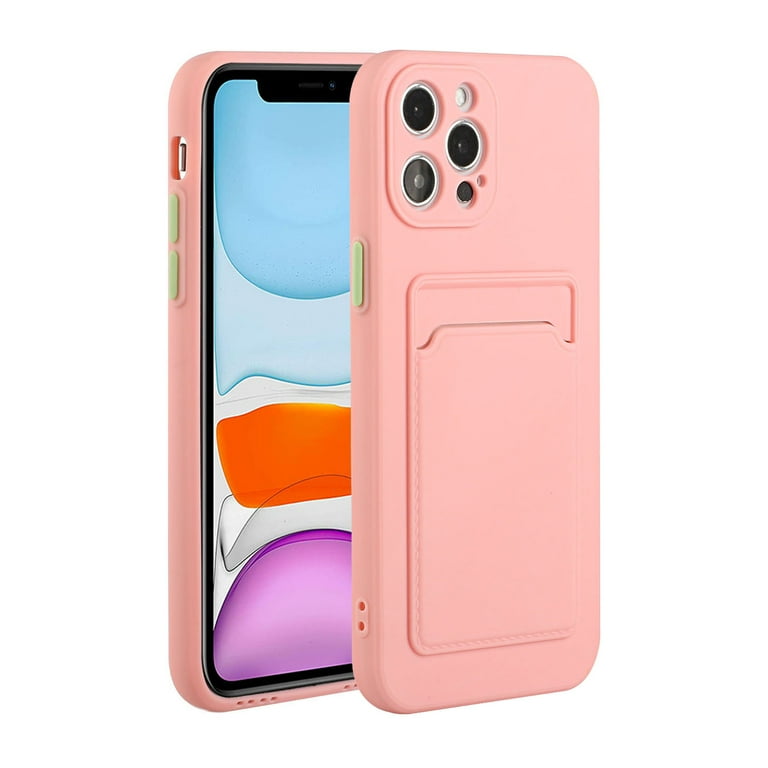 Silicone Wallet Case for iPhone 13 Pro 6.1 inch 2021, Soft Flexible TPU Shock-Absorbing Dropproof Credit Card Holder Back Wallet Sleeve Case for iPhone 13 Pro 2021, Pink - Walmart.com