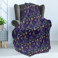 thumbnail image 4 of New Orleans Soft Flannel Fleece Throw Blanket, Fat Tuesday with Fleur De Lis Colorful and Hats Pattern Jazz Trumpet, Cozy Plush for Indoor and Outdoor Use, 60" x 80", Multicolor, by Ambesonne, 4 of 5