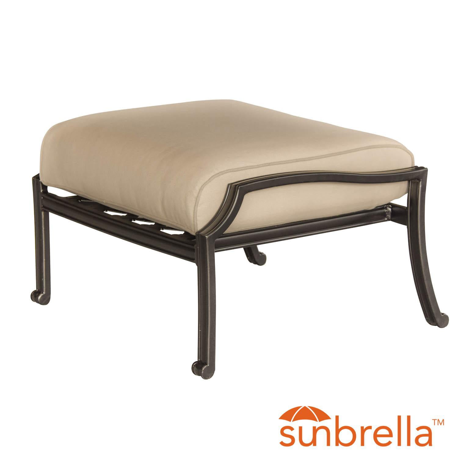 Carondelet Cast Aluminum Patio Ottoman W/ Sunbrella Spectrum Sand