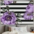 thumbnail image 2 of Leisuo Puple Peonies Tapestry Wall Decor,Beautiful flower black and white stripe Wall Tapestry Hanging Tapestry For Bedroom Living Room Home Decor Painting, 2 of 6