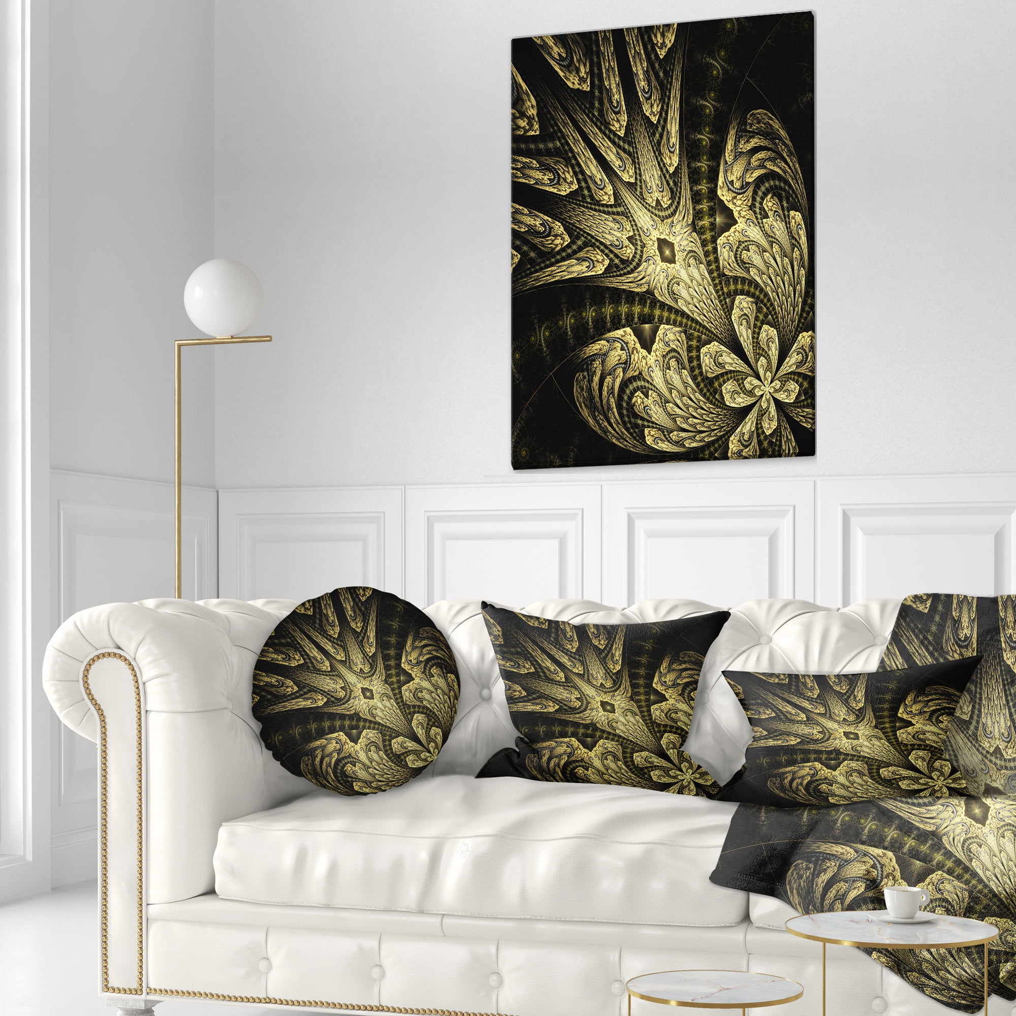 Designart 12" x 20" Black Polyester Throw Pillow
