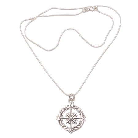 NOVICA Sterling silver pendant necklace, 'Celuk Compass'