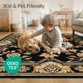 thumbnail image 4 of ODIKA 2'x3' Dark Brown Gold Vintage Gothic Academia Washable Doormat Antique Bloom Medallion Ornate Scroll Banded Frame Non-Slip, Low Pile for Entryway, Kitchen, Laundry Room, 4 of 7