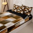thumbnail image 3 of Homewish Watercolor Checkered Zipper Twin Comforter Sets with Fitted Sheet and 2 Pillowcases,Vintage Aesthetic Zipper Bedding Set,Brown,Black Reversible,4pcs, 3 of 8