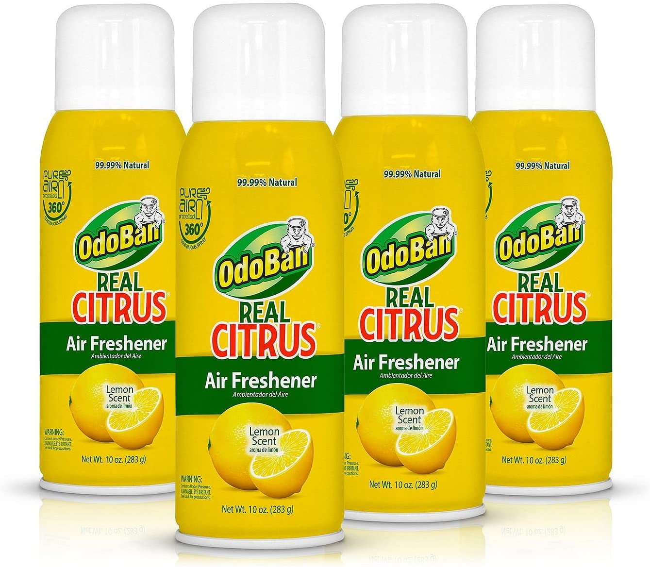OdoBan Real Citrus Air Freshener, Lemon Scent 10 Oz. (Pack of 4