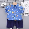 thumbnail image 2 of Bovxnpu Boys Girls 2 Piece Outfits, Boy Short Set Cute Shirt Shorts, Kids Short Sleeve Graphic Solid Thin Shirt Casual Children's Short Sleeved Shirt Pants 2 Years, 2 of 4