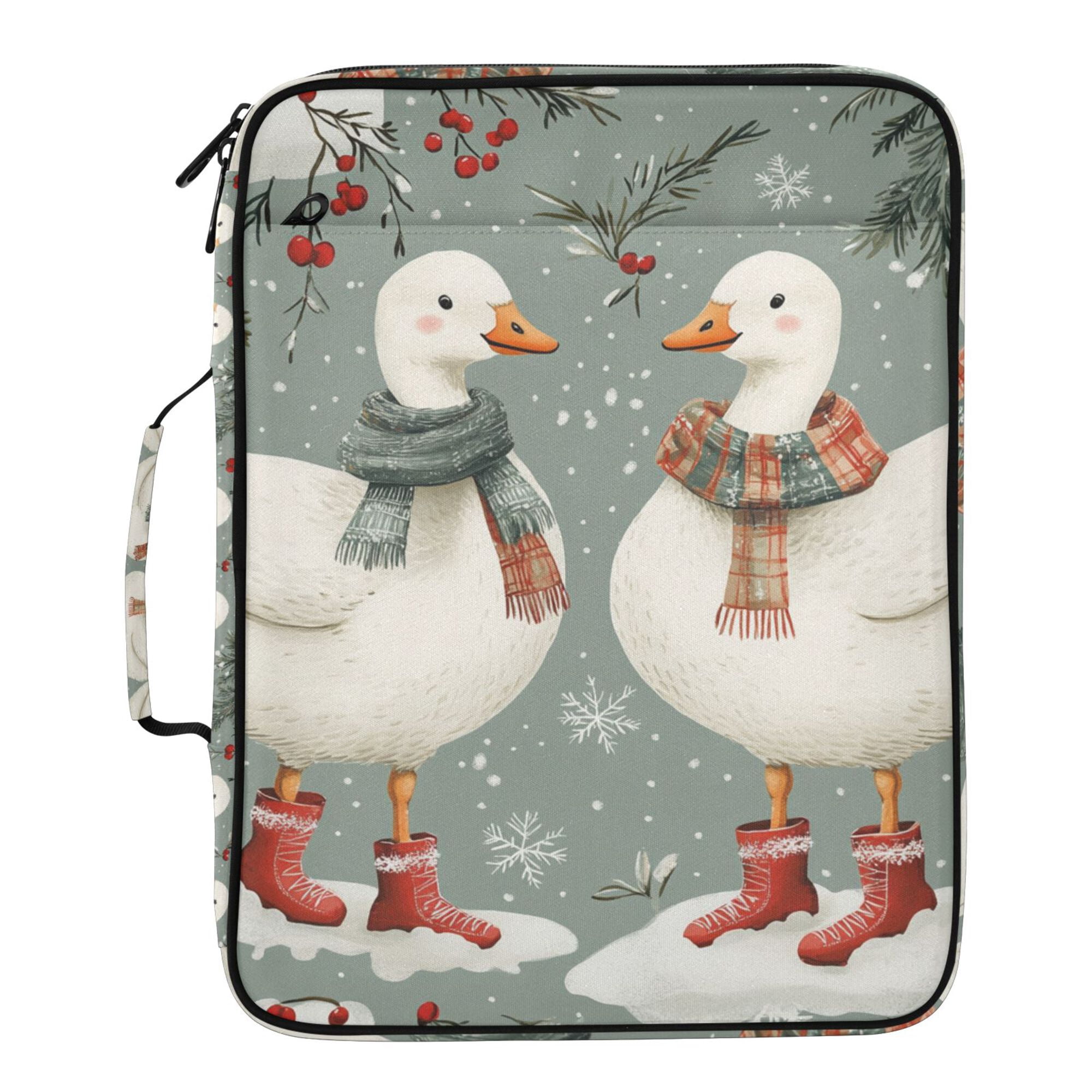 FORMRS Accordion File Folder A4 Size 7-Pocket Expanding Document Organizer Bag with 3 Ring Binder, Winter Goose Scarves