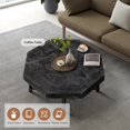 thumbnail image 6 of Octagonal Coffee Table with Patchwork Top and Metal Legs - Vintage Farmhouse Style, 6 of 10