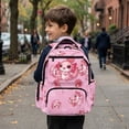 thumbnail image 4 of HUIACONG Cute Pink Axolotl Cherry School Backpack for Teens Girls 7-16 Multi Pocket Water Resistant Bookbag Adjustable Padded Straps Lightweight Large Capacity Daypack for School Travel, 4 of 7