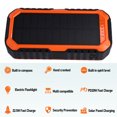 thumbnail image 1 of Power Bank, Hand Crank 20000mAh LED Light 4 Cables Compass Spirit Level Solar Power Bank  for Travel Orange,Black, 1 of 7