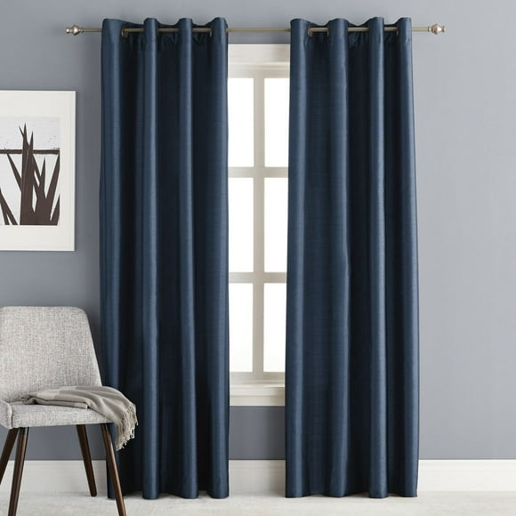 Hometrends Faux Silk Grommet Room Darkening Window Curtains Panel